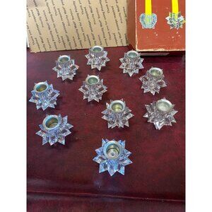 Vintage Italian Candle Holder Set Clear Lucite Multifaceted Atomic Starburst MC